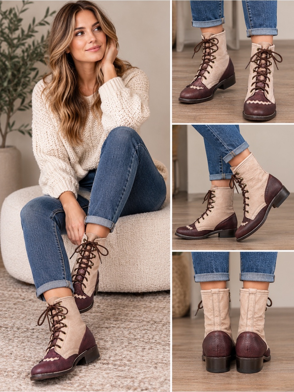 Laredo Women's Vintage Two-Toned
Leather Western Boots Size 5